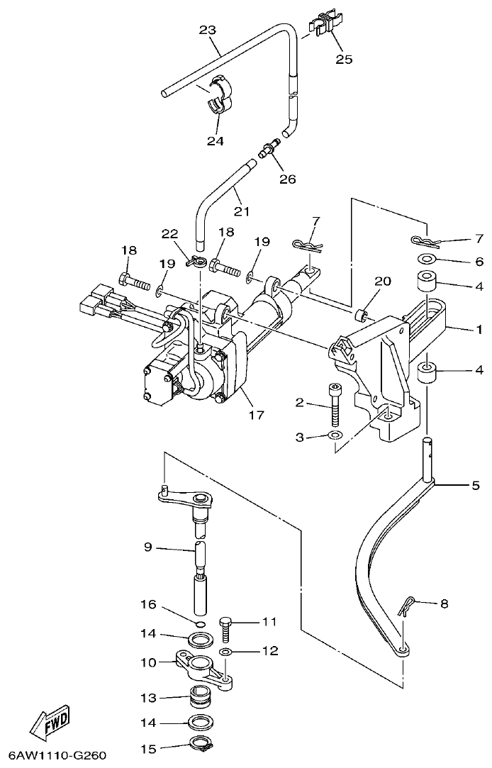 Yamaha F350AET, FL350AET CONTROL parts diagram